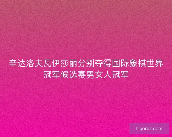 辛达洛夫瓦伊莎丽分别夺得国际象棋世界冠军候选赛男女人冠军 辛达洛夫瓦伊莎丽分别夺得国际象棋世界冠军候选赛男女人冠军